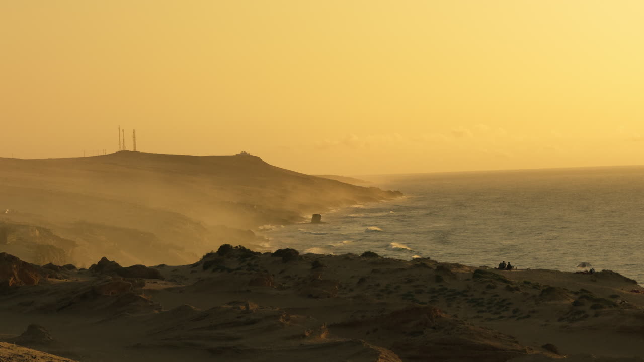 Sunset Coastal Landscape with Sand Dunes