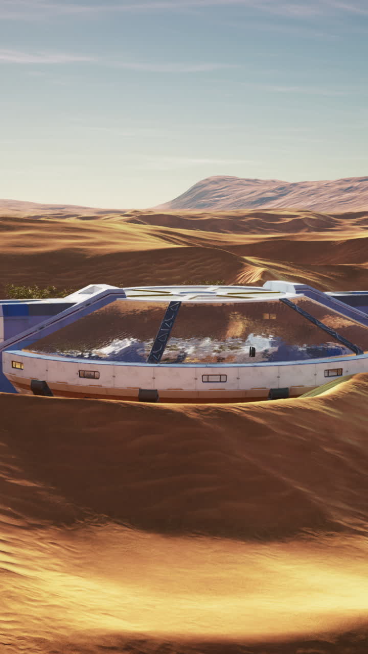 A futuristic dome structure in the desert