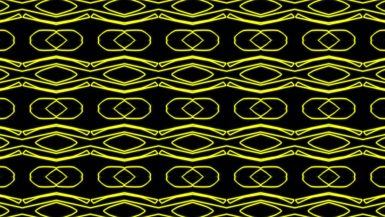 fondo de patrón geometrico sin costuras amarillo abstracto. rayas abstractas bucle de caleidoscopio. rápido psicodélico colorido kaleidoscopio vj fondo. discoteca fondo de movimiento abstracto. efecto caleidoscope