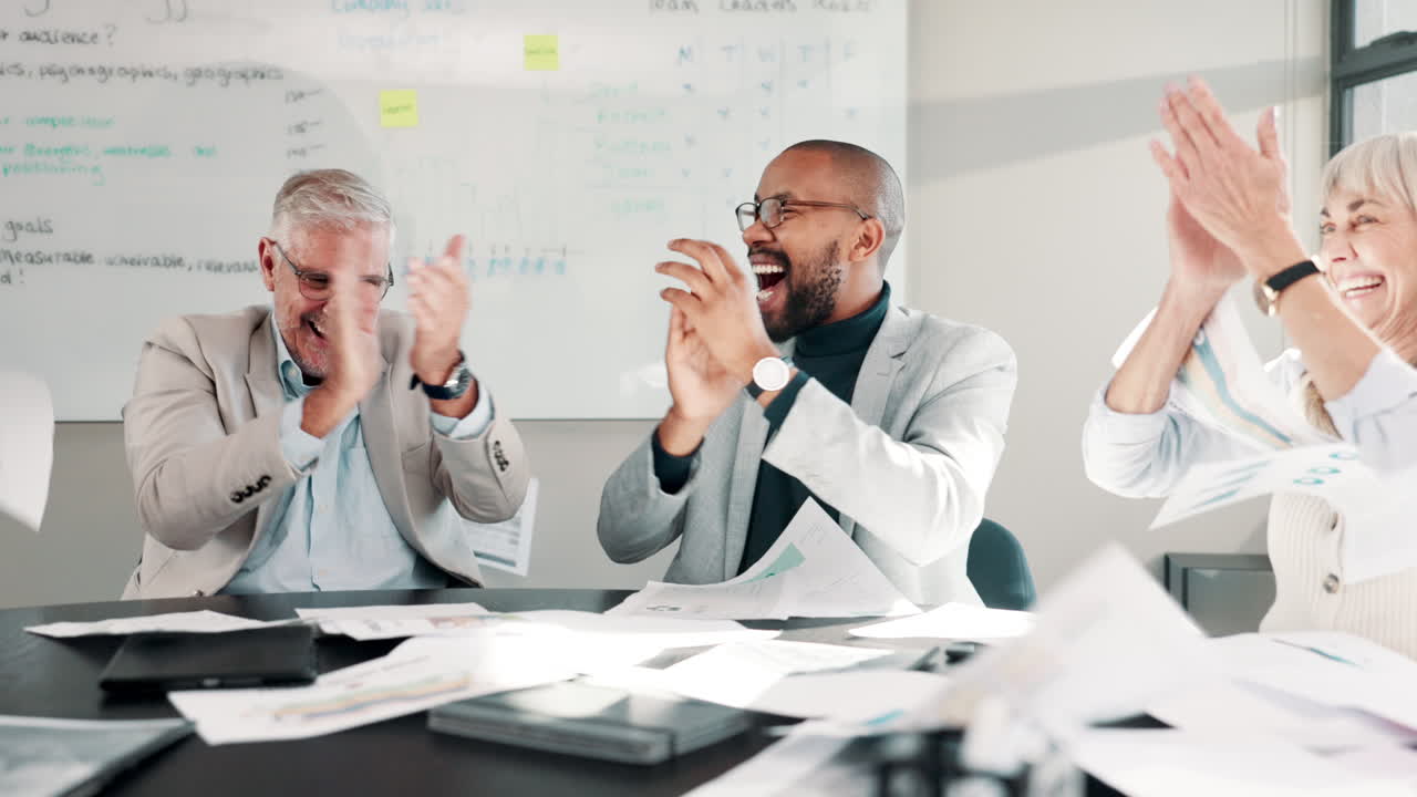 Successful Business Team Celebrating Achievements in the Office