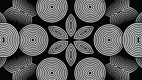 loop animation of black and white segmented circles moving outwards from center