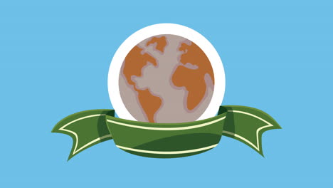 earth globe with ribbon