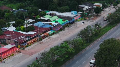 aerial view of a colorful asian town