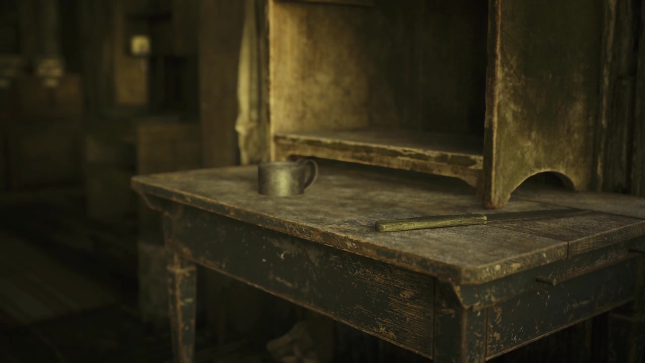 Rustic artisan workspace old work surface showing signs of regular use