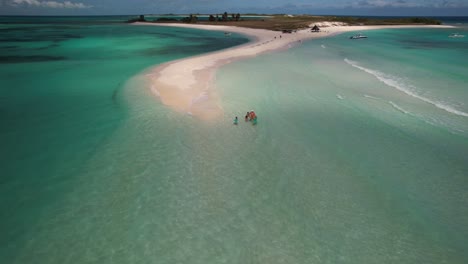 aerial view famil caribbean island summer turquoise water paradise, los roques