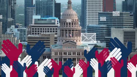 edifício do capitólio do texas com animação de votação e eleição