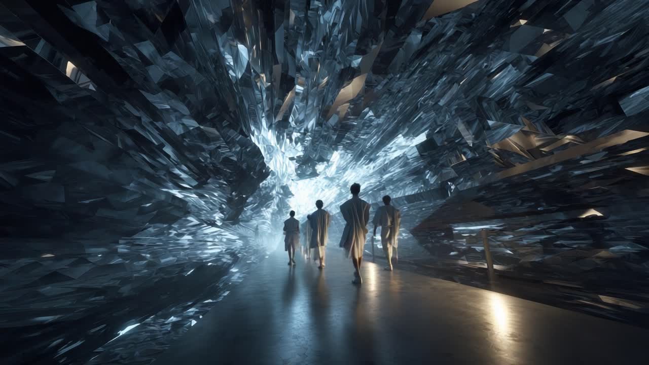 Scientists Exploring a Crystal Cave