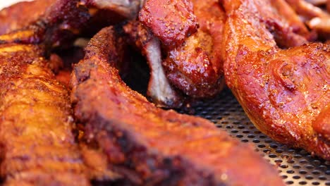 delicious roasted pork displayed at a food stall