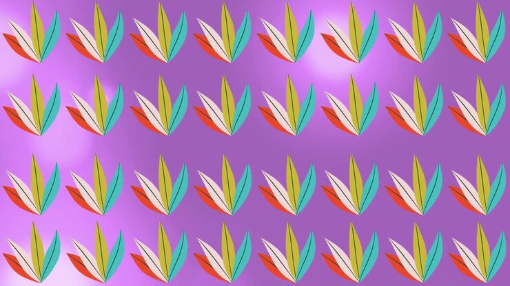 Animation of multiple colorful plants over gloving spots on purple background