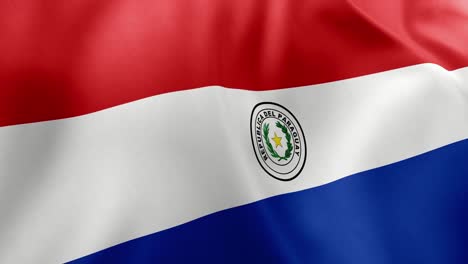 realistic waving flag of paraguay, red, white, blue stripes, different emblems obverse, reverse. south american nation symbol, asunción, patriotism, paraguay