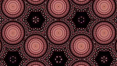 seamless loop of pink and red pulsing circles linked together in a fractal kaleidoscope