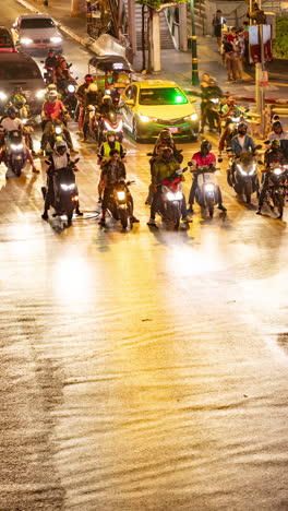 timelapse of rush hour traffic in central bangkok at night in vertical