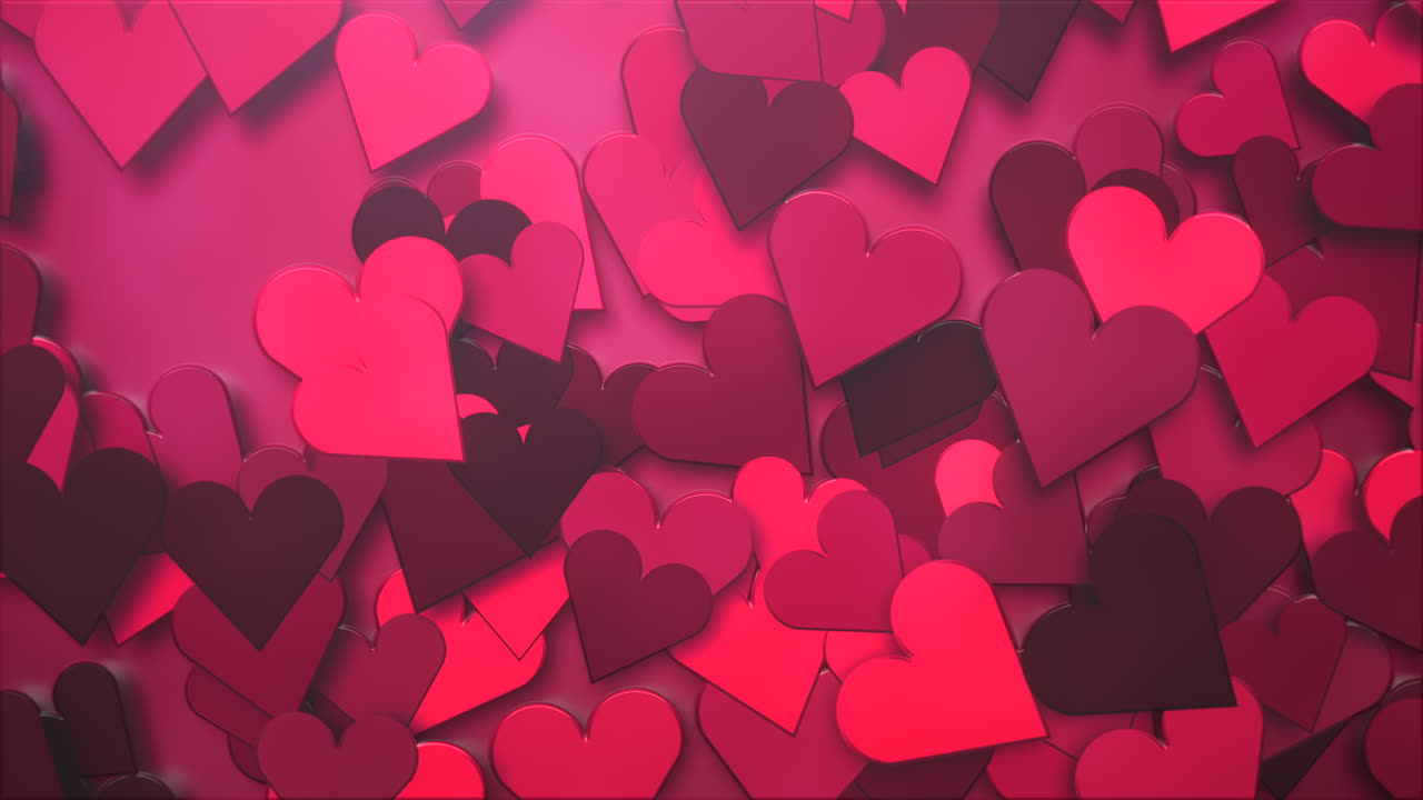 Animation closeup motion romantic hearts on Valentines day 27