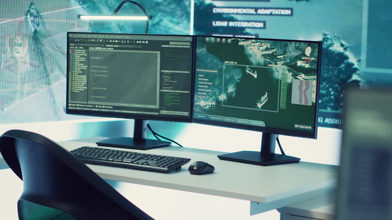 대형 스크린을 장착한 연방 반테러 작전실