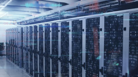 animation of data processing over server room