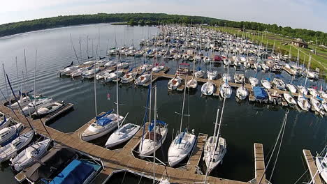 aerial footage of sailboat marina