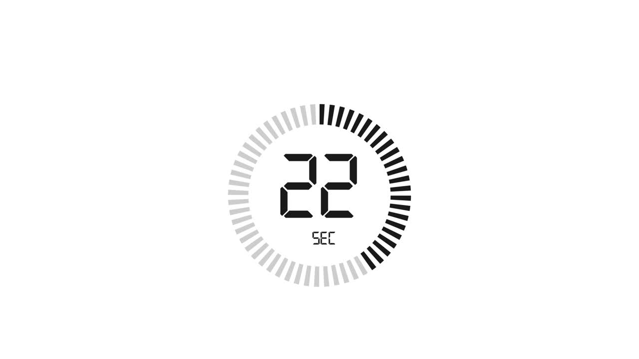 The 45 second, stopwatch icon. Stopwatch icon in flat style, timer on on color background. Motion graphics.