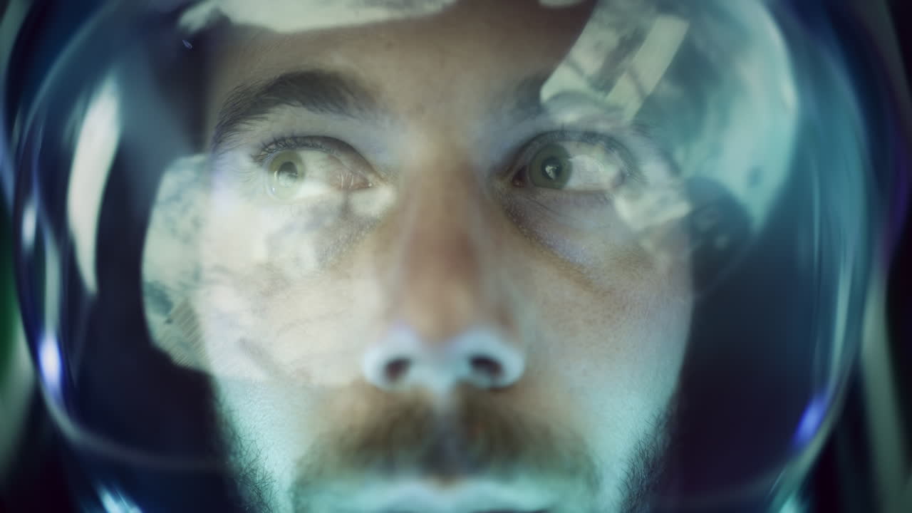 Close-up of an Astronaut in Space Helmet