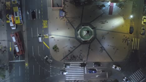 A-static-HD-aerial-shot-of-traffic-on-a-downtown-square-Terazije-in-Belgrade