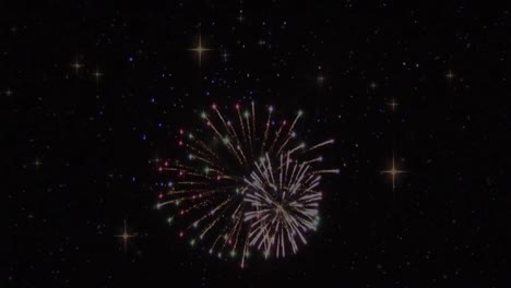 黒い背景の花火と星のアニメーション