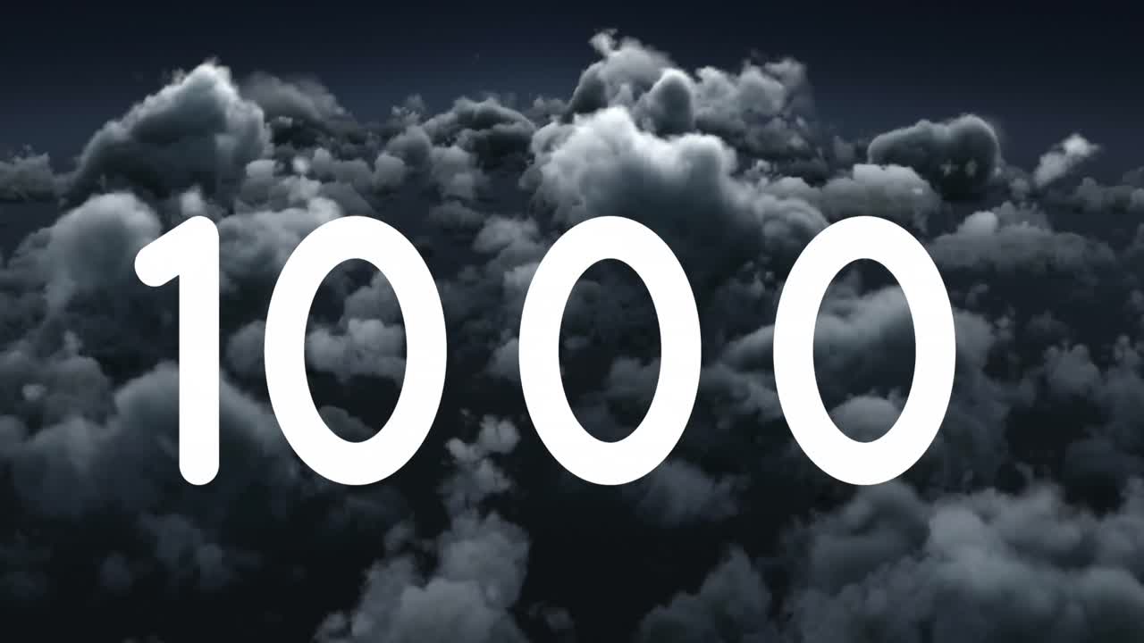 animación de números de conteo sobre las nubes