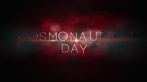 cosmonautics day with red dramatic cloud and stars in galaxy