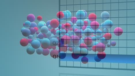 animación de bolas rosas y azules sobre un fondo verde