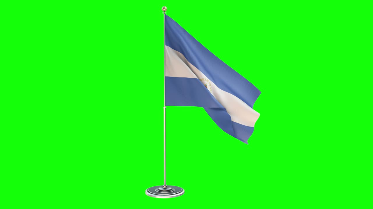 니카라과 (nicaragua) - 크로마 키가 있는 기둥 위에 흔들리는 발의 3d 일러스트레이션