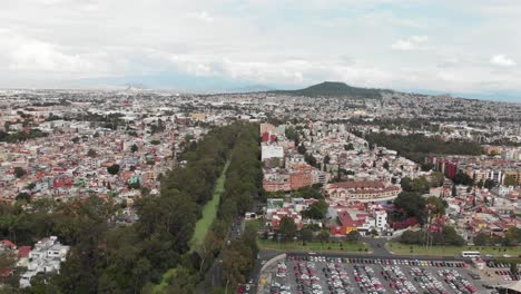 aerial view of "cerro de la estrella" and "canal nacional" in southern mexico city