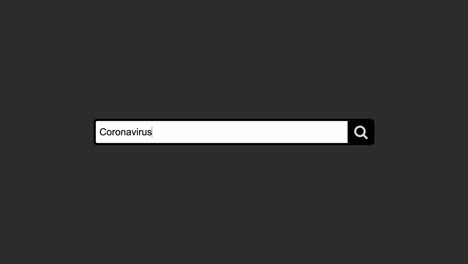 het typen van coronavirus als zoekwoord in de zoekbalk in de zoekmachine