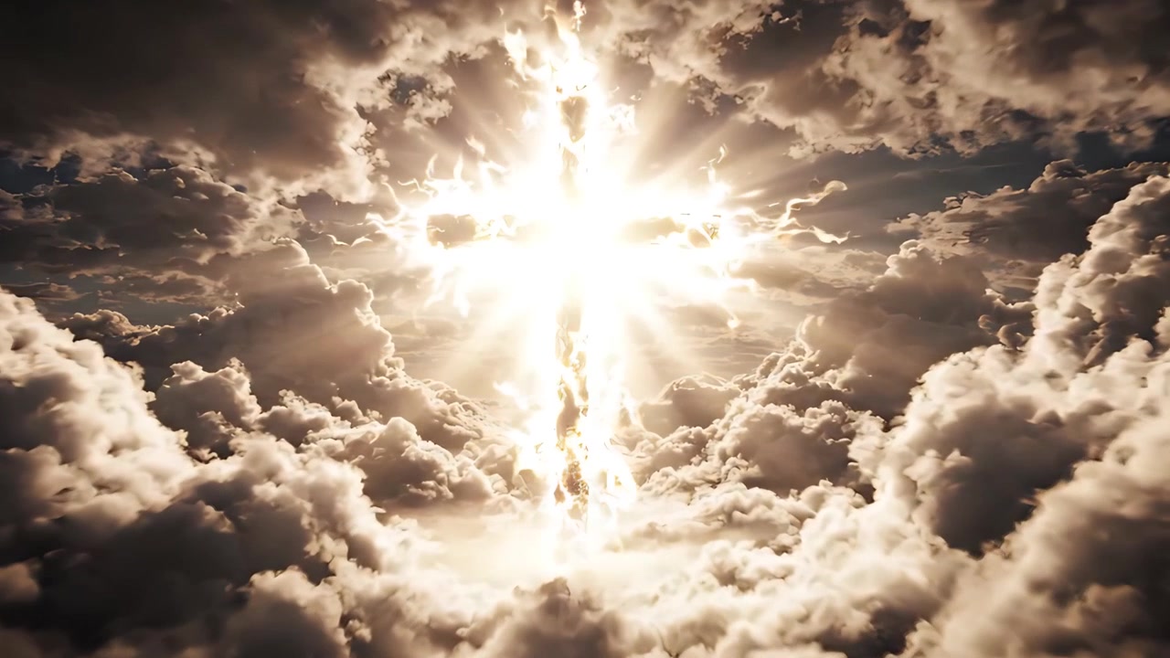 Sfondo per Adorazione 4K: Croce Cristiana e Luce Celeste