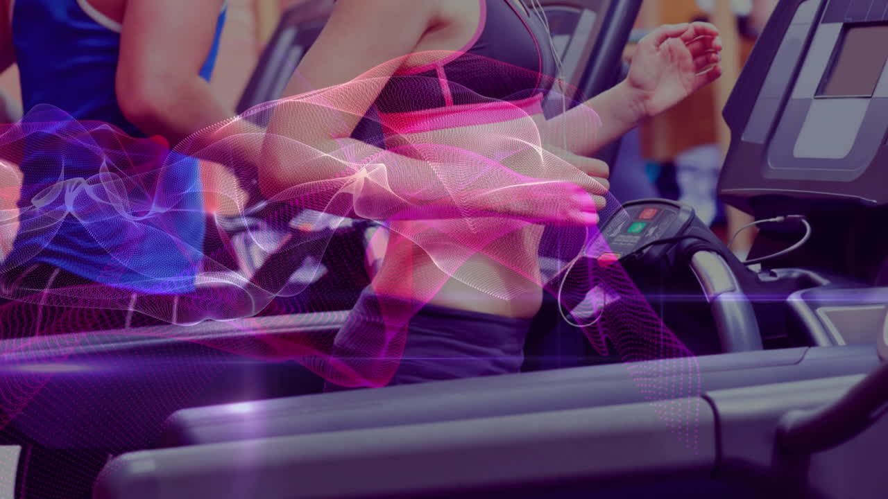 디지털 애니메이션 라인을 사용하여 운동하는 운동선수