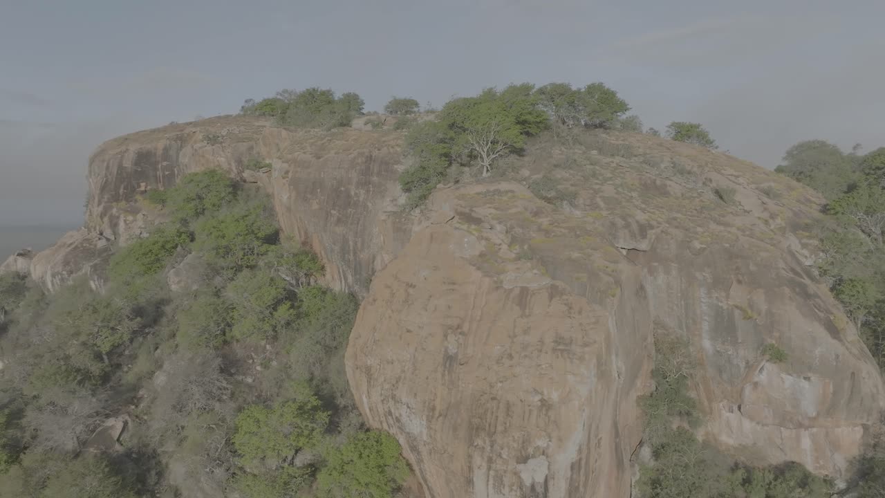 Rock formation drone shot in Taita Taveta
