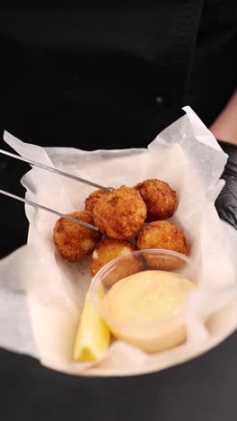 crispy cheese balls with dipping sauce