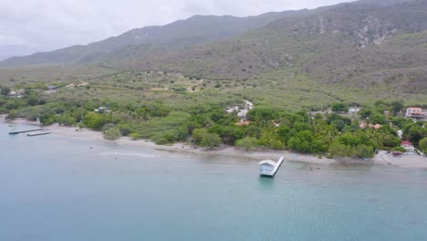 Wooden-gazebo-on-pier-at-Bahia-de-Ocoa-bay-in-Dominican-Republic