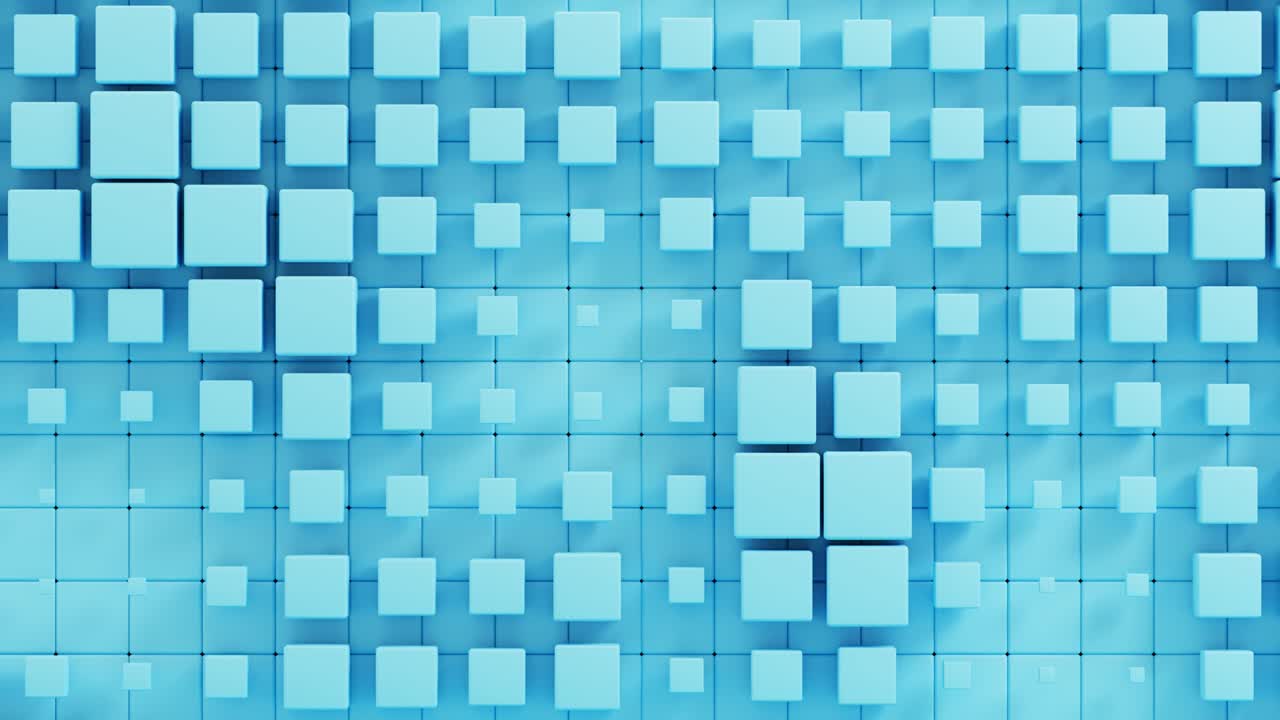 cubos azules pared animación de renderización 3d con espacio para texto. negocio, ciencia, concepto de tecnología de fondo