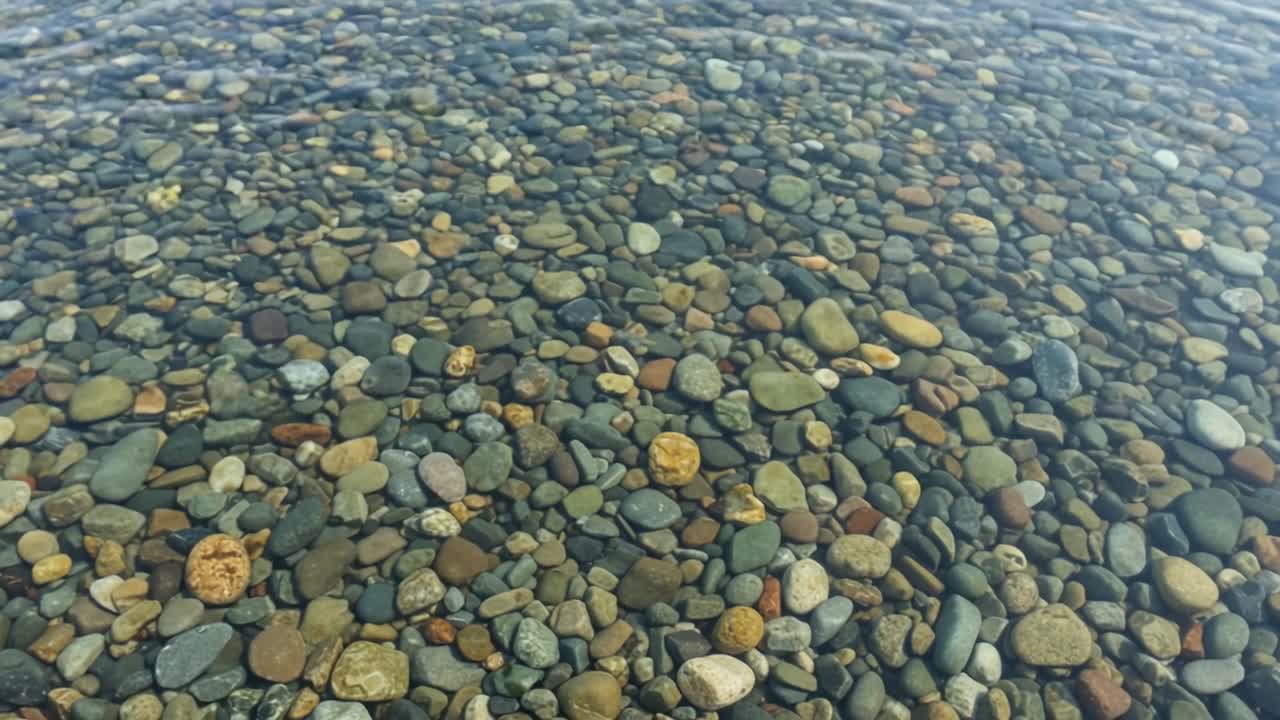 A Serene View of Colorful Stones Beneath Crystal Clear Water, Showcasing the Beauty of Nature's Textures and Patterns in a Calm Underwater Scene