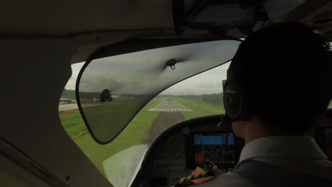 landing of small airplane on island indonesia