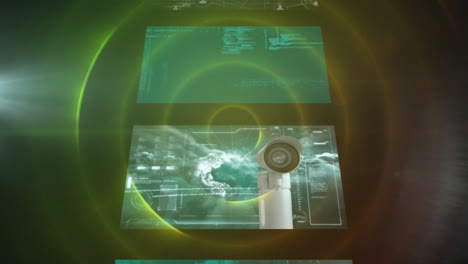 animation of digital screens over green circles