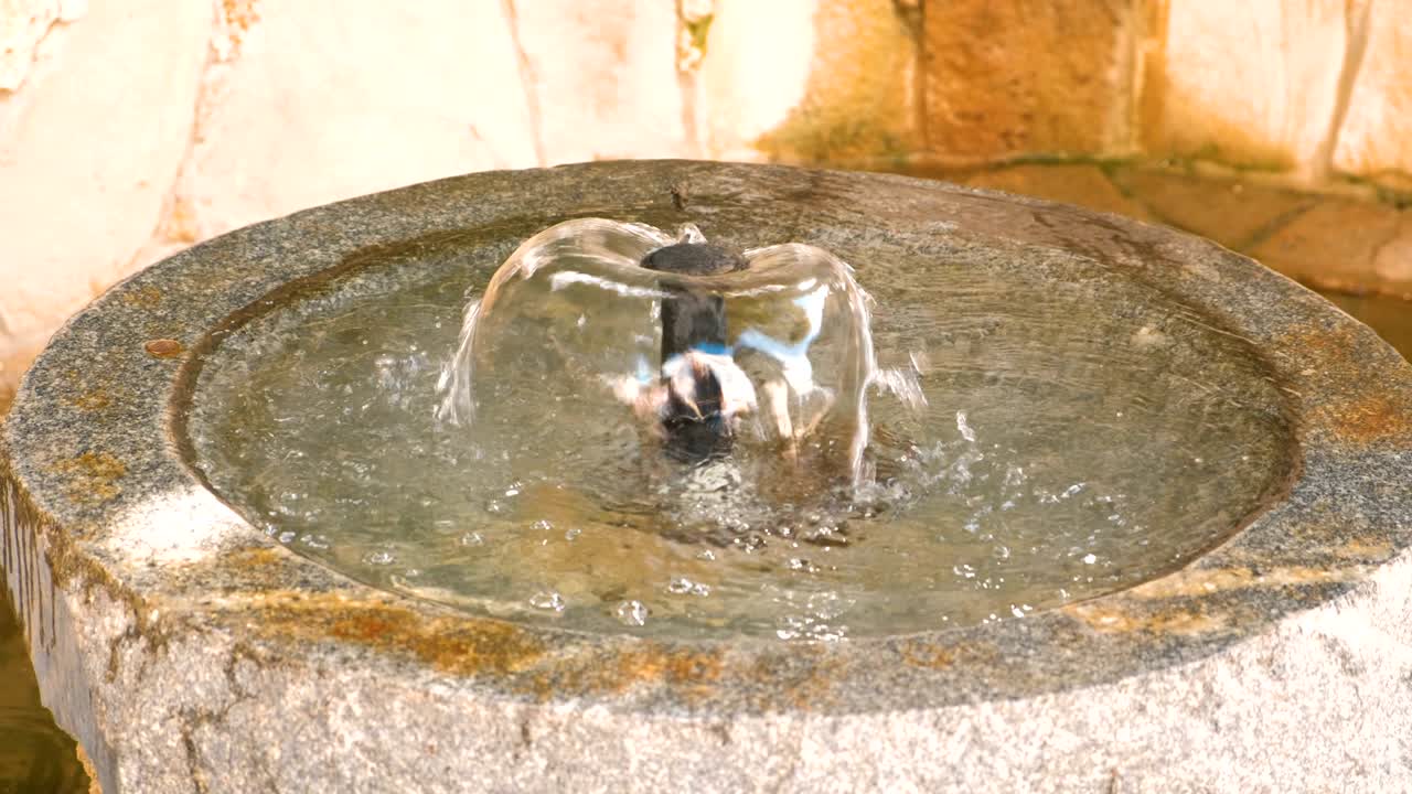 Decorative small stone round fountain.