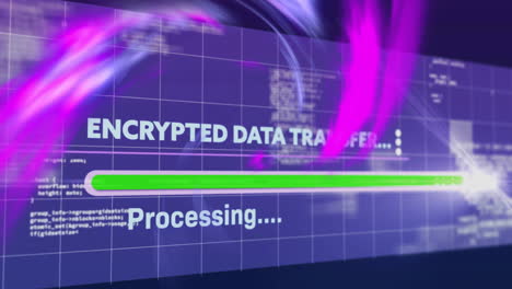 animation of digital data processing over and text over grid