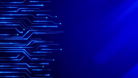 circuit board with moving electrons data flow loop background animation artificial intelligence