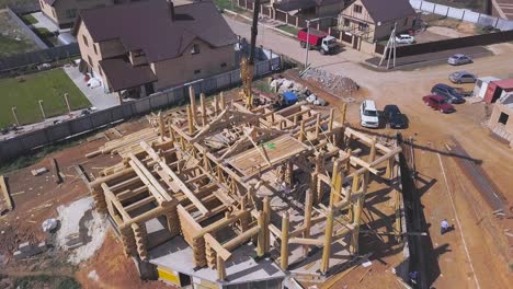 log cabin under construction