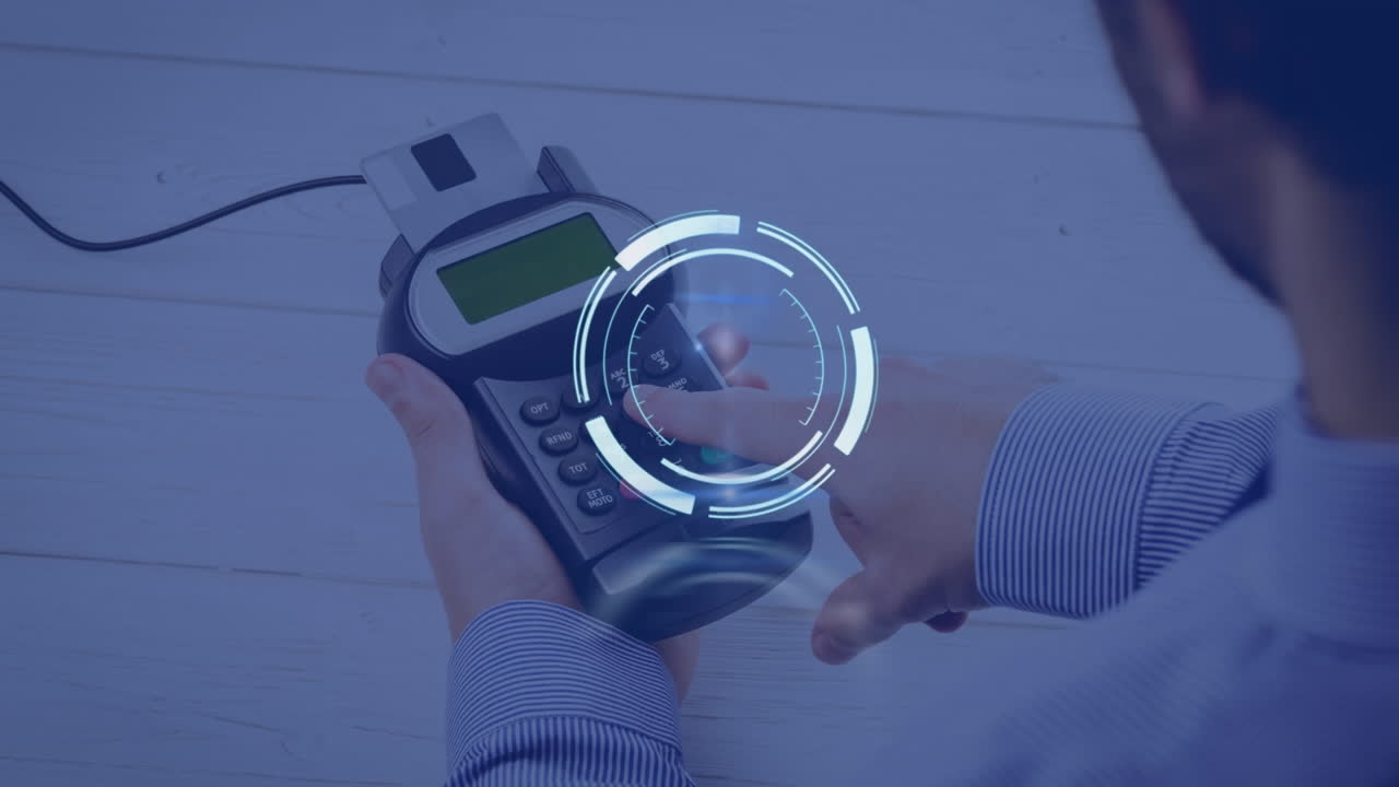 animación del escaneo de alcance sobre el terminal de pago