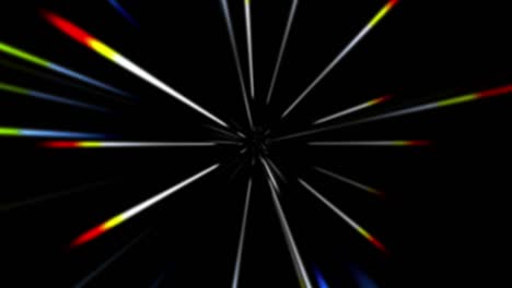 animación de fuga de luz colorida aislado en fondo negro.