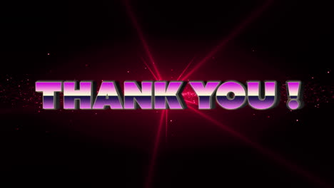 animación de texto de agradecimiento sobre luz roja brillante sobre fondo negro