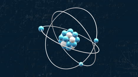 animation of mathematical equations and molecules on black background