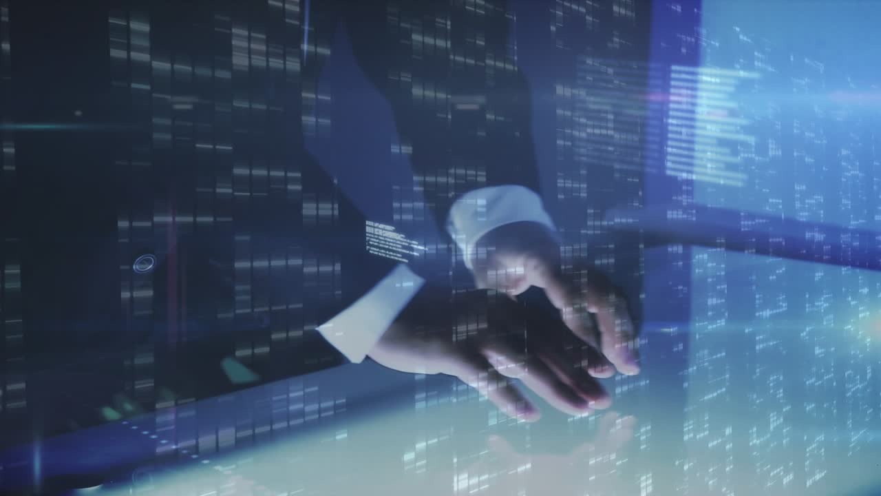 Animation of data processing over caucasian businessman and globe