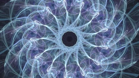 mandala de caleidoscopio fractal en bucle sin fin, hermosos e intrincados patrones de color arremolinándose y entrelazados