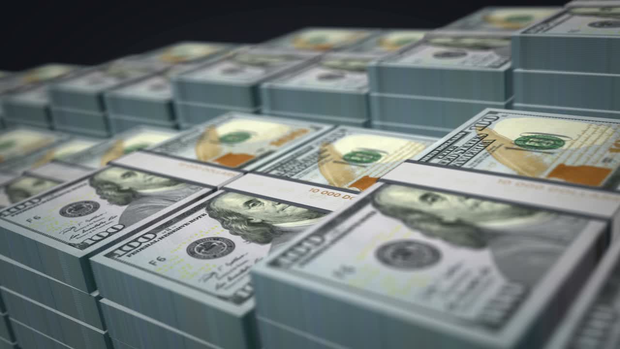 dinero billete paquete de crecimiento en el bucle del dólar